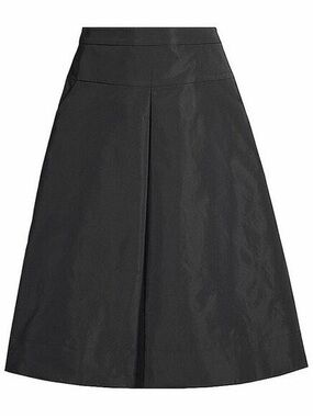 Ungaro Black Meg A-Line Midi Skirt with Front Pleat with pockets